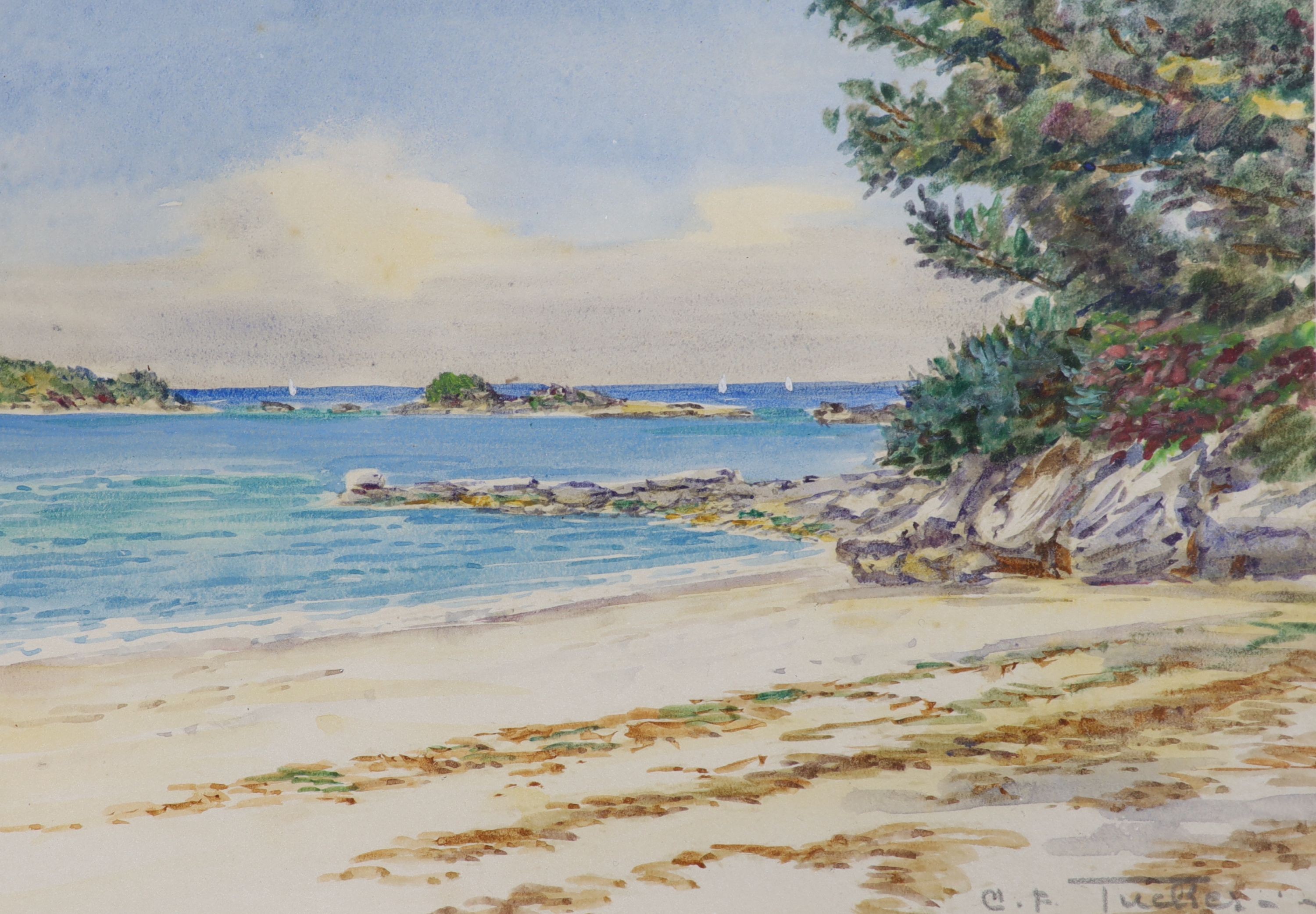 G.C.F.Tucker , 3 watercolours of Bermuda, signed, 12 x 17cm & 14 x 8cm.